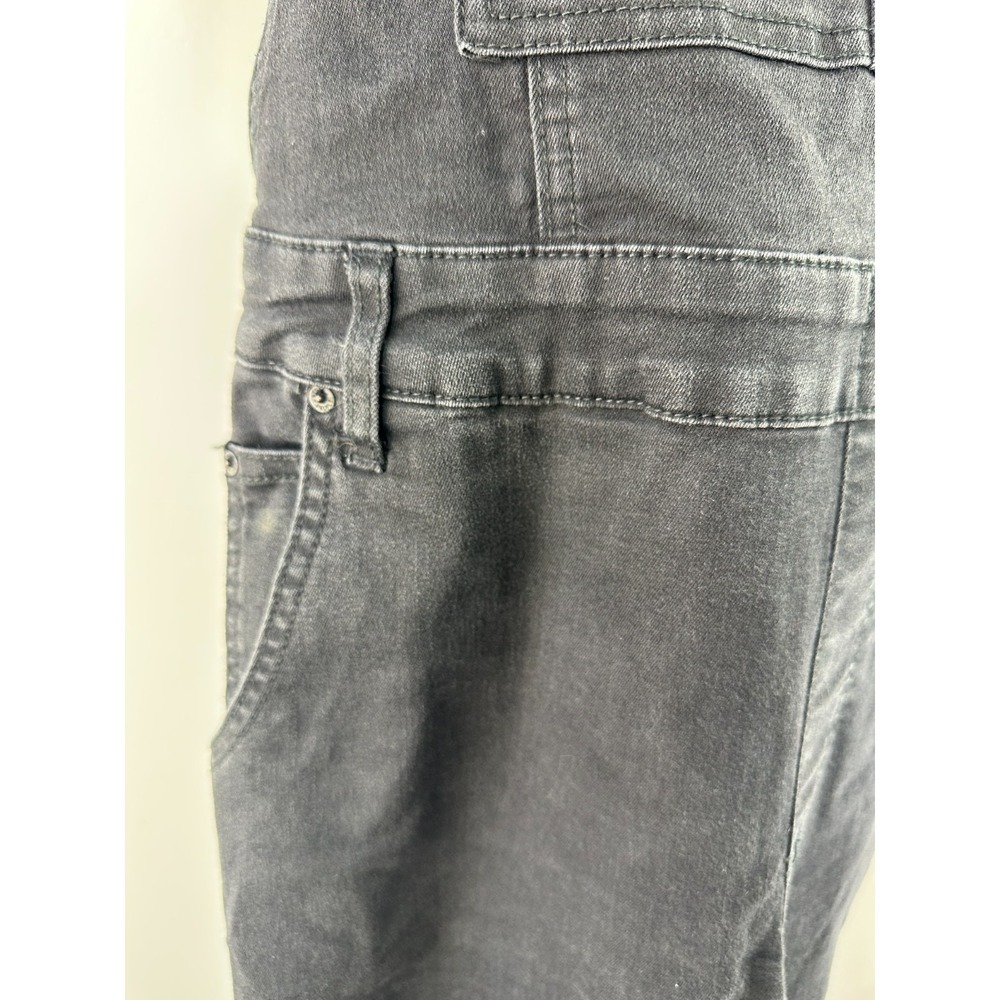 Free People Washed Black Denim Overalls One-Piece Size 28 Strappy Faded Pockets - Picture 6 of 16